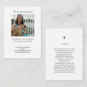 Simple petite carte de prière de mémorial photo (Devant / Derrière)