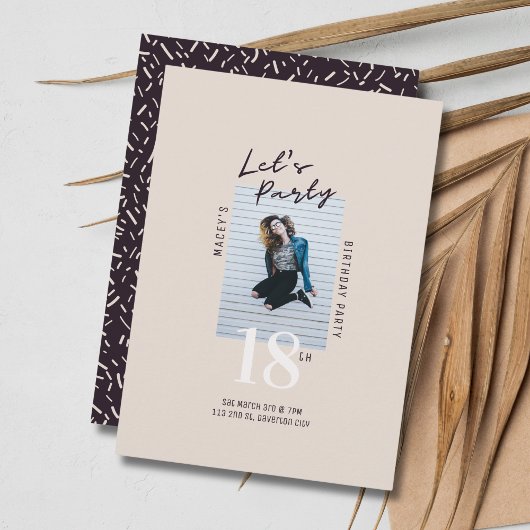 Simple photo 18e anniversaire Invitation de fête