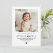 Simple Photo 1st Birthday Girl Invitation (Debout devant)