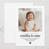 Simple Photo 1st Birthday Girl Invitation (Devant / Derrière)