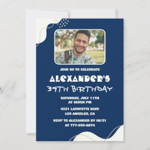 Simple Photo 34e anniversaire invitations Hommes M