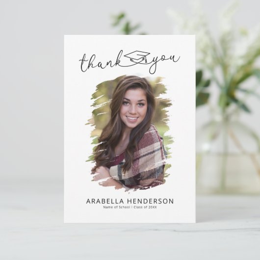 Simple Photo Afstuderen Bedankkaart (Staand voorkant)