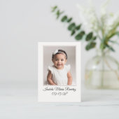 Simple Photo baptême carte de souvenir fille bébé (Debout devant)