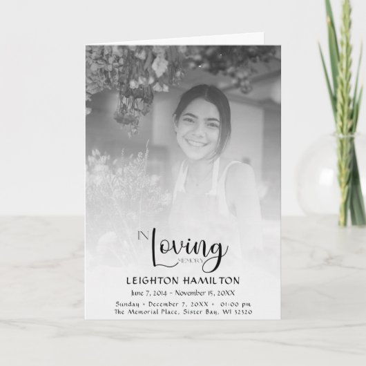 Simple Photo Celebration of Life Folded Programme (Devant)