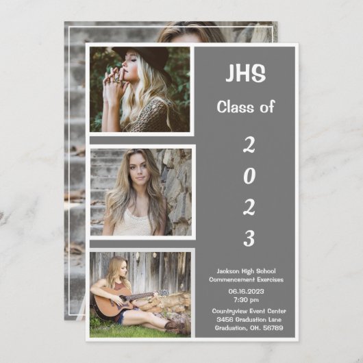 Simple Photo Collage Afstudeerder Name Afstuderen Aankondiging (Voorkant / Achterkant)