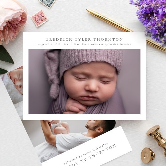 simple photo de nouveau-né faire-part de naissance