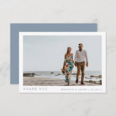Simple Photo Dusty Blue Wedding Bedankkaart (Voorkant / Achterkant)
