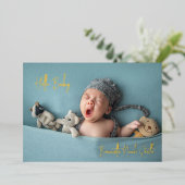 Simple Photo Elegant Faire-part de naissance Gold (Debout devant)