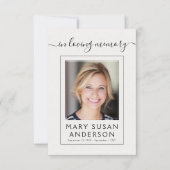 Simple Photo Funeral Memorial Merci Carte de note (Devant)