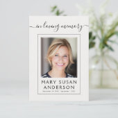 Simple Photo Funeral Memorial Merci Carte de note (Debout devant)