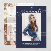Simple Photo Graduate Faire-part 2022 Navy Blue (Devant / Derrière)