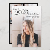 Simple Photo Graduation Faire-part moderne Noir (Devant / Derrière)