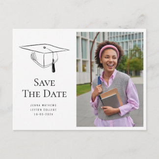 Simple photo graduation photo save the date  briefkaart