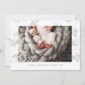 Simple Photo Grey Foliage Baptême Party Invitation (Devant)