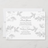 Simple Photo Grey Foliage Baptême Party Invitation (Dos)