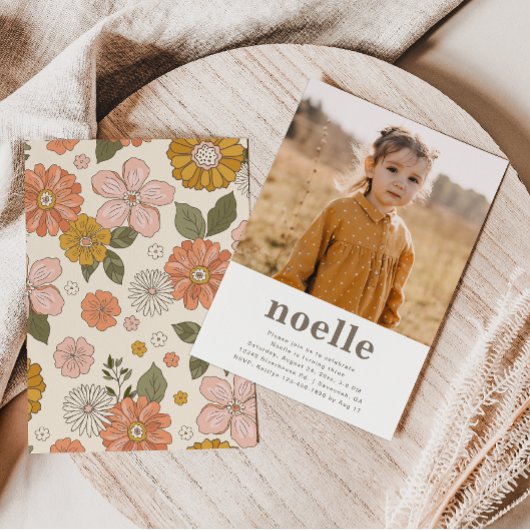 Simple Photo Invitation Anniversaire | Floral