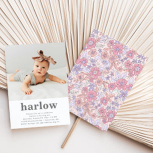 Simple Photo Invitation Anniversaire   Floral