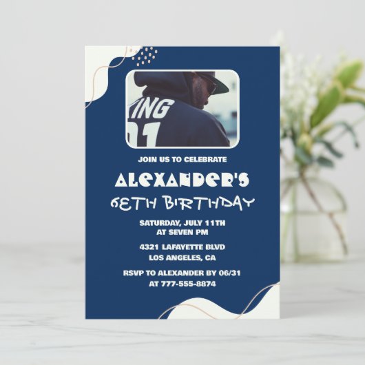 Simple Photo invitations à 68e anniversaire Hommes (Debout devant)