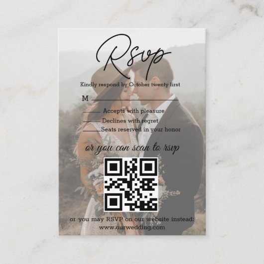 simple photo mariage rsvp code qr carte de boîtier (Devant)