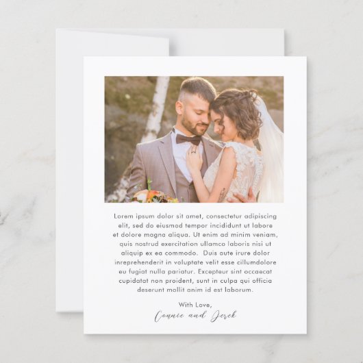 Simple Photo Modern Budget Wedding Thank You Card (Achterkant)