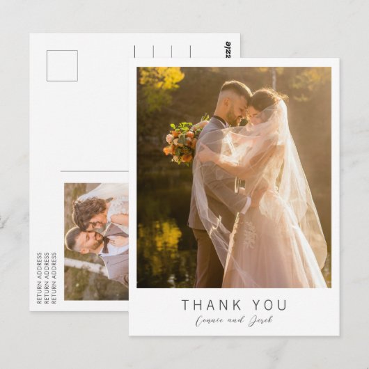 Simple Photo Modern Wedding Thank You Briefkaart (Voorkant / Achterkant)