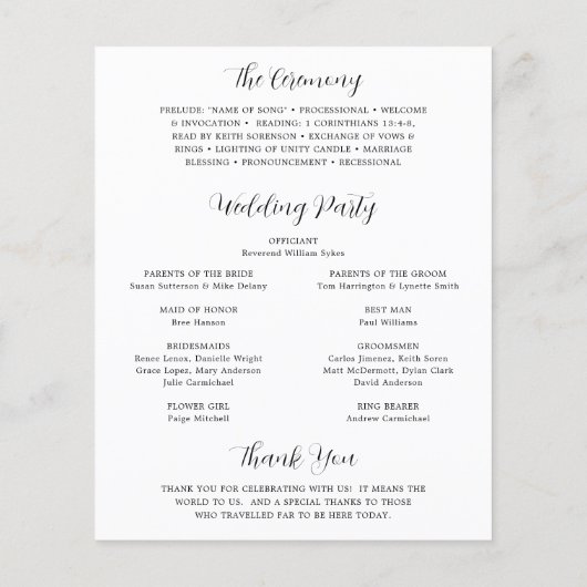 Simple Photo Moderne Budget Wedding Programme Flyer (Achterkant)