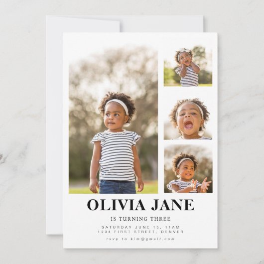 Simple photo moderne Invitation d'anniversaire (Devant)