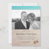 Simple Photo Plage Mariage Starfish Invitation (Devant)