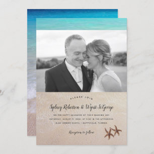 Simple Photo Plage Mariage Starfish Invitation