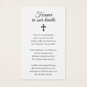 Simple photo pour toujours dans nos coeurs Carte M (Dos)