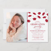 Simple Photo Red Graduation Party Invitations (Devant)