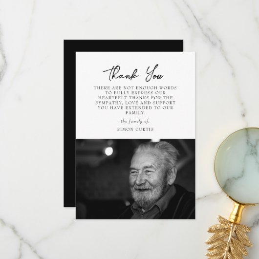 Simple photo Sympathy Carte de remerciements (Devant/Arrière en situation)