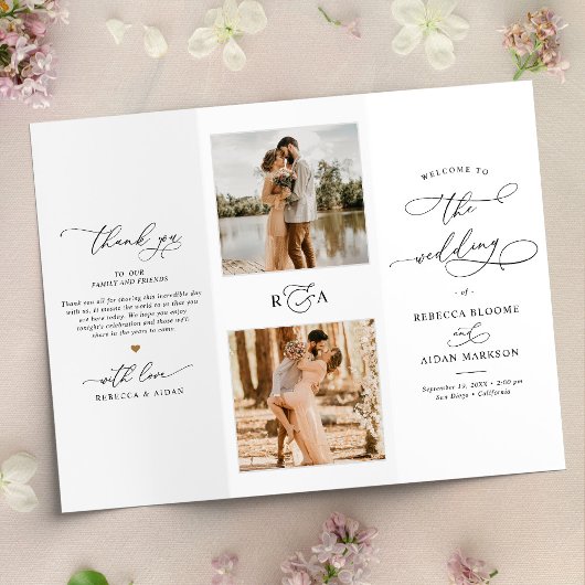 Simple Photo Tri-Fold Mariage Ceremony Programme