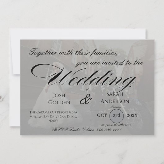 Simple Photo Wedding Invitation White & Black (Devant)