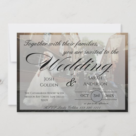 Simple Photo Wedding Invitation White & Black (Devant)