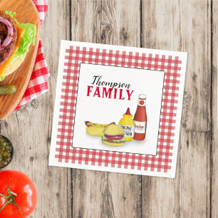 Simple Picnic Watercolor Hamburger Hotdog Cute Servet
