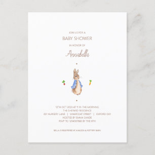 Simple Pierre le lapin Baby shower Invitation budg