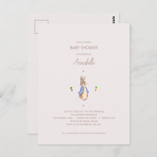 Simple Pierre le lapin Invitation budgétaire (Devant / Derrière)