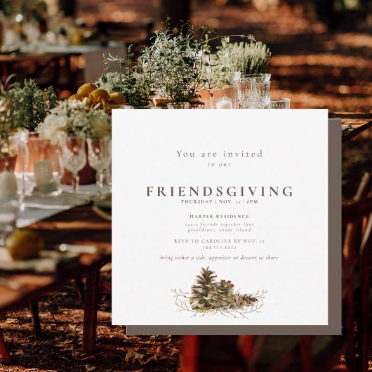 Simple Pine Cone Friendsgiving ii Invitation Kaart