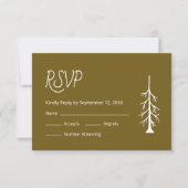 Simple Pine Tree Casual Wedding Rustic Brown  RSVP Kaartje (Voorkant)