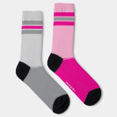 Simple Pink and Grey, Gray and Pink Mismatching Sokken (Rechts)