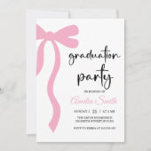 Simple Pink Bow graduation party invitation (Devant)