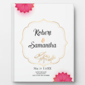 Simple Pink Flower Minimalist wedding plaque Fotoplaat (Voorkant)
