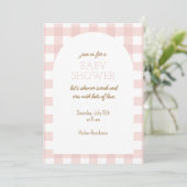 Simple Pink Gingham Baby Shower Invitation (Debout devant)