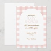 Simple Pink Gingham Baby Shower Invitation (Devant / Derrière)