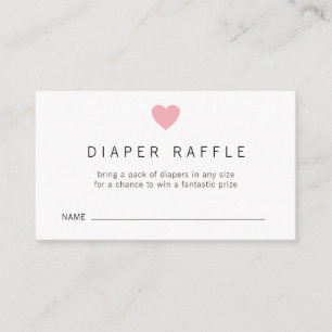Simple Pink Heart Girl Diaper Raffle Baby Shower Informatiekaartje