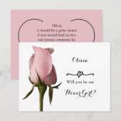 Simple Pink Rose Bloemenmeisje Request Kaart (Voorkant / Achterkant)