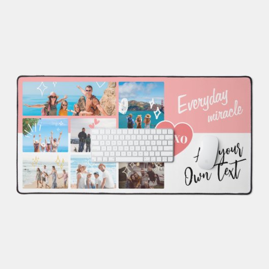 Simple pink white personalized text photo collage (Clavier et souris)