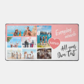 Simple pink white personalized text photo collage bureaumat (Voorkant)