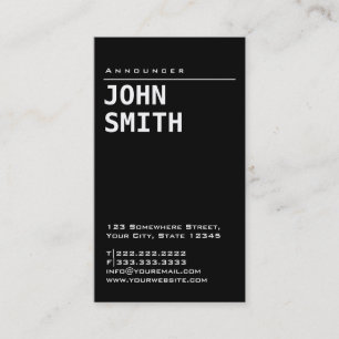 Simple Plain Black Announcer-Visitekaartje Visitekaartje